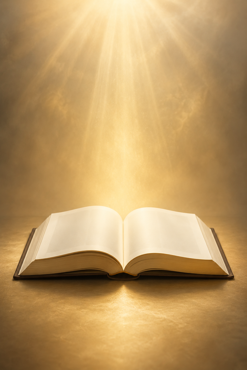 An open book illuminated by warm golden light